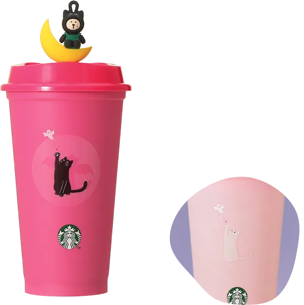 ハロウィン2026 カラーチェンジング リユーザブルカップ473ml＋ハロウィン2026 リユーザブルカップ専用ドリンクホールキャップ ベアリスタキャット