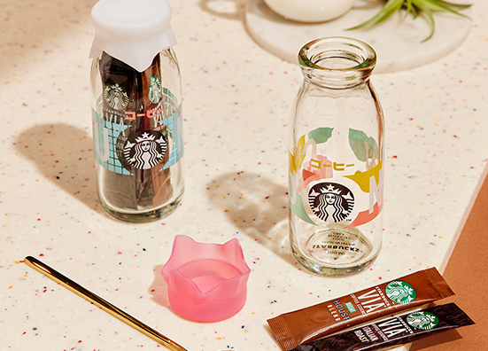 コーヒー GYU-NEW 瓶 ブルー / ピンク 200ml & スターバックス ヴィア® アソート 6本入り