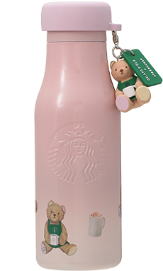 gelato pique リッドカバー ベアチャーム付き ステンレスボトル ソフトピンク 473ml