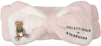 gelato pique パウダーベア 刺繍ボーダーヘアバンド ソフトピンク