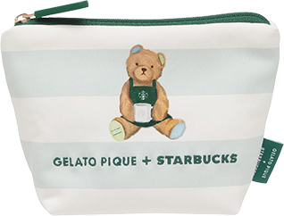 gelato pique ベアプリント ボーダーポーチ ミントグリーン