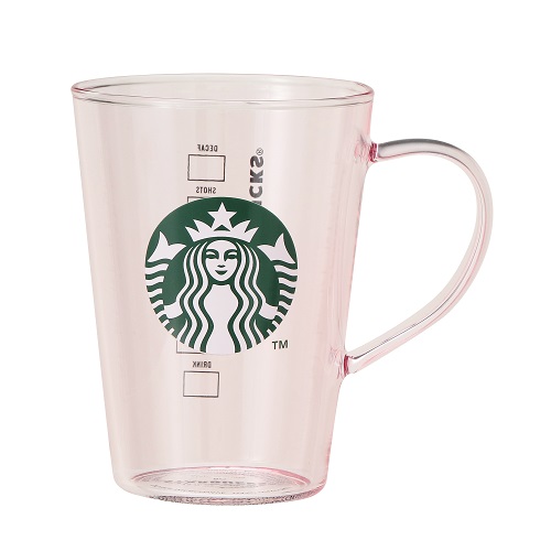 [オンラインストア販売]ギフトボックス入り耐熱グラスロゴマグピンクベージュ384ml