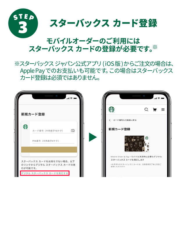 ステップ 3 スターバックス カード登録